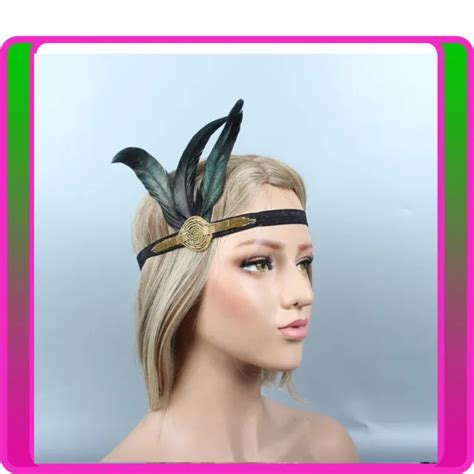 S Headband Peacock Feather Gold Bridal Great Gatsby S Flapper