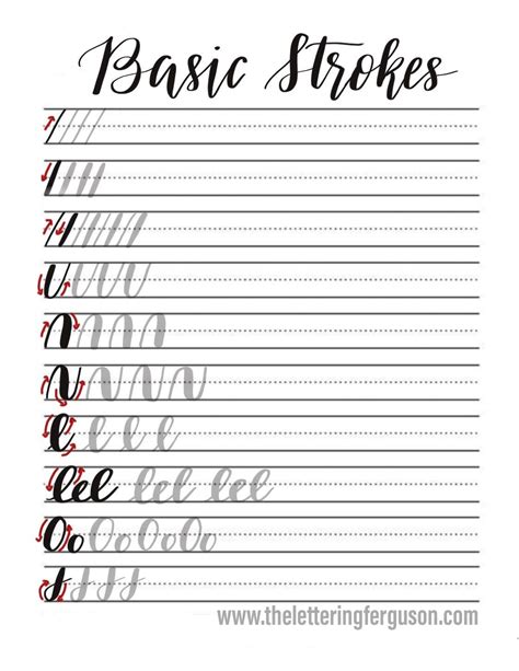 Calligraphy Basic Strokes Worksheet Calligraphy And Art