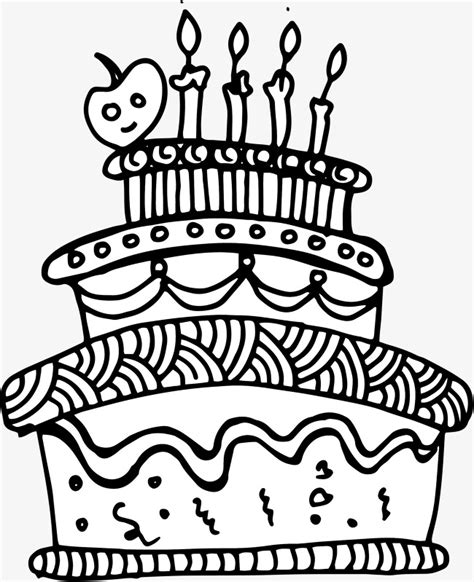Free Birthday Cake Vector Black And White Download Free Birthday Cake