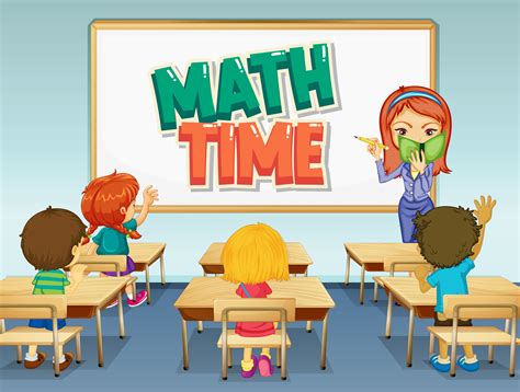 Classroom Scene With Math Teacher And Students 1187772 Vector Art At