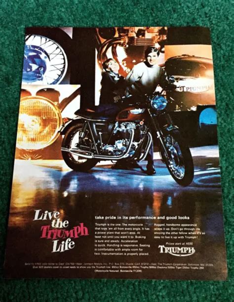 Original 1968 Triumph Motorcycle Magazine Ad T120r Bonneville 650