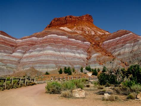 Beautiful Striped Geologic Sedimentary Layers On A Mountain Rock