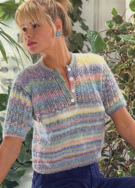 Knitting Pattern Pdf Womens Short Sleeved Summer Top 32 40 Etsy Uk