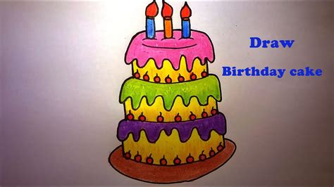 How To Draw A Birthday Cakehow To Draw And Color Birthday Cake For