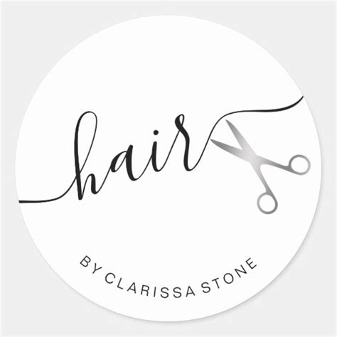 Elegant Simple Silver Scissors Hairstylist Classic Round Sticker
