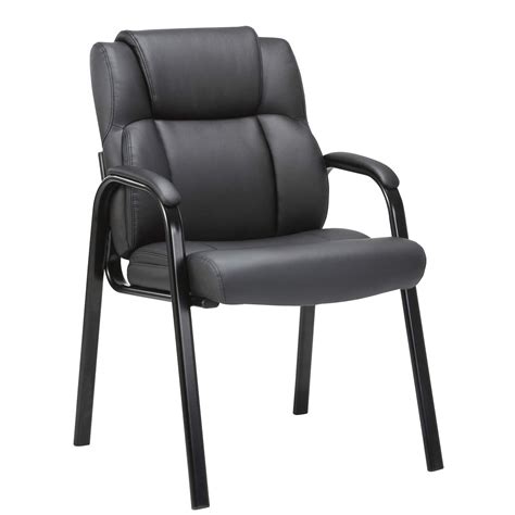 Clatina Leather Guest Chair With Padded Arm Rest For Reception Meeting