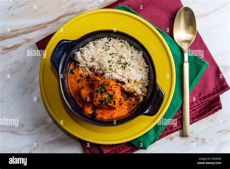 Authentic Indian cuisine chicken tikka masala with rice Stock Photo - Alamy