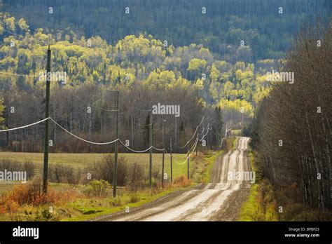 Thunder Bay Ontario Canada A Country Road With Electrical Wires