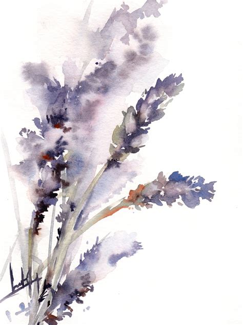 Lavender Painting Original Watercolor Painting Purple Floral