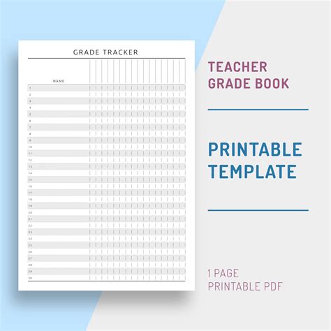 Teacher Grade Book Printable Template Teacher Planner Insert Etsy Uk