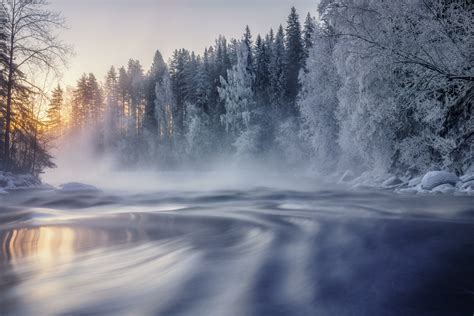 Cold Winter Morning Kapeenkoski Finland 4k Ultra 高清壁纸 桌面背景