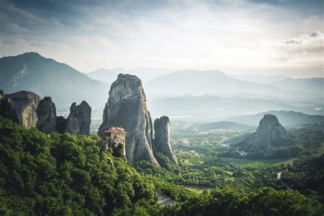 Wallpaper Nature Landscape Greece Mountains Rocks House Mist