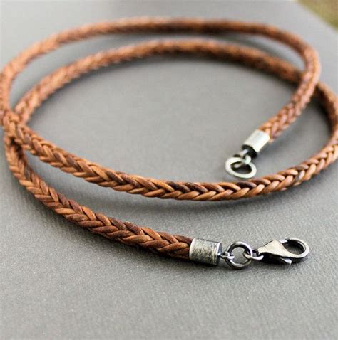 Square Braid Leather Cord Necklace Light Brown By Lynntodddesigns