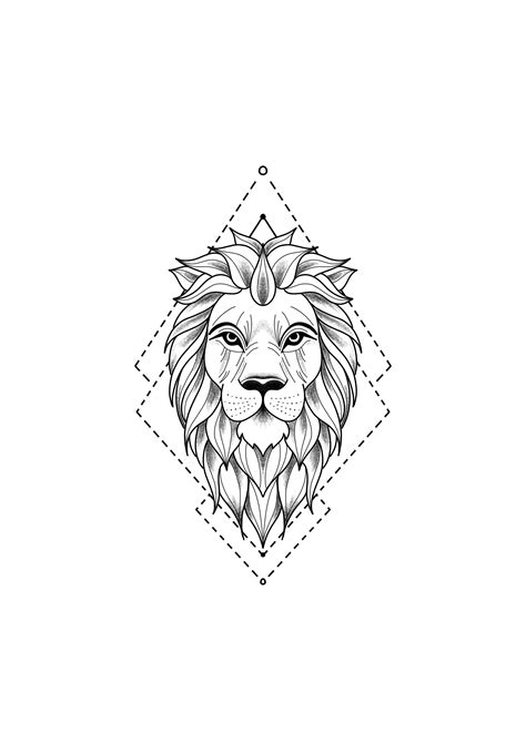 Lion Tattoo Drawing Lion Tattoo Drawing Liontattoodrawing Geometric Lion Tattoo Small