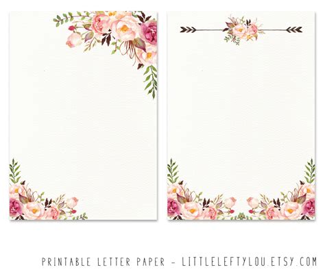 Printable Letter Paper Floral 2 Stationery Writing