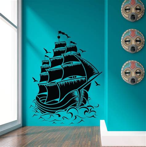 There's a pirate bust in there, some ship models, an anchor and, probably the most interesting of all, a bamboo mat that was painted with the. Removable Fashion Home Decor Decal Nautical Sail Boat ...