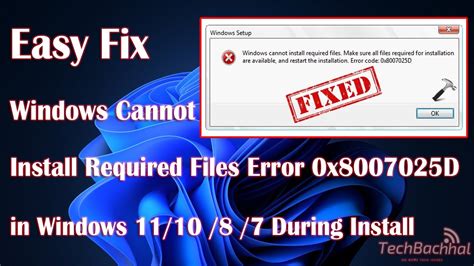 Fix Windows Cannot Install Required Files Error X D In Windows