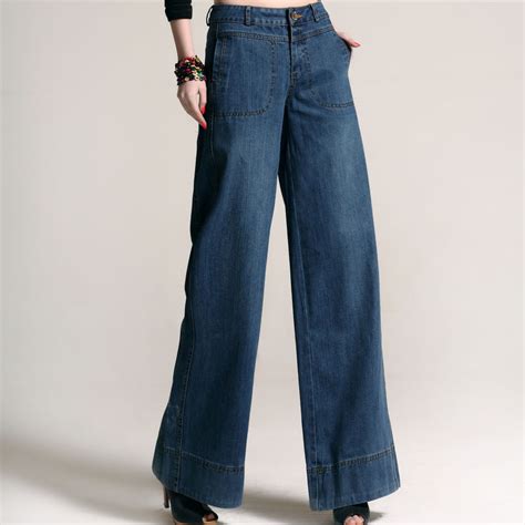 autumn winter womans wide leg jean pants slim fashion casual denim trousers for women female