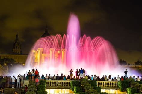 Magic Fountain Light Show In Barcelona Editorial Photo Image Of Montjuic Dusk