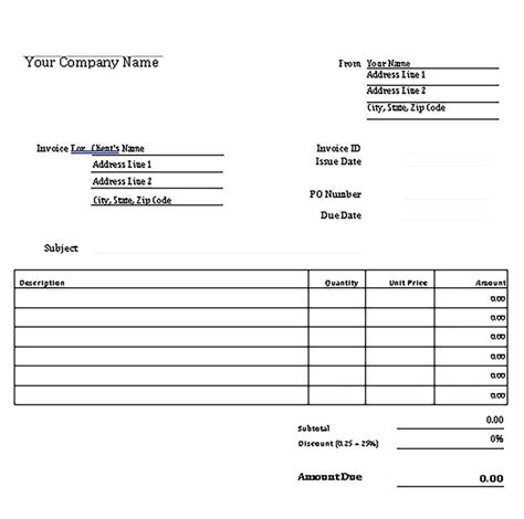 Printable Generic Invoice Templates Invoice Template Invoice
