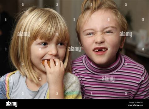 Children Making Funny Faces Model Released Stock Photo Alamy