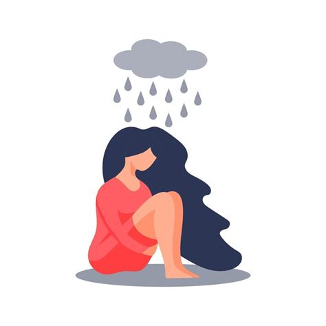 Triste Mujer Solitaria En Depresión Joven Infeliz Sentada Y Abrazando