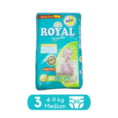 Royal Baby Dry Diapers Premium Medium Size 3 50 Pcs Babysavers
