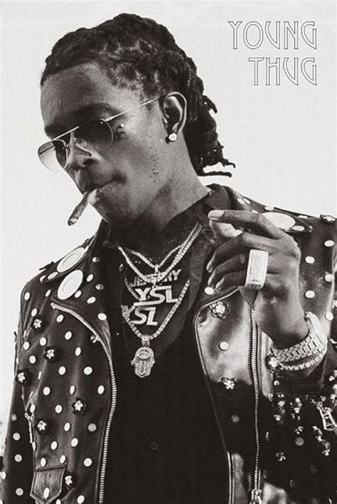 Young Thug Smoking Black And White Hip Hop Poster 24 X 36 Inches