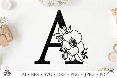 Floral Alphabet Svg File Include Svg Png Eps Dxf