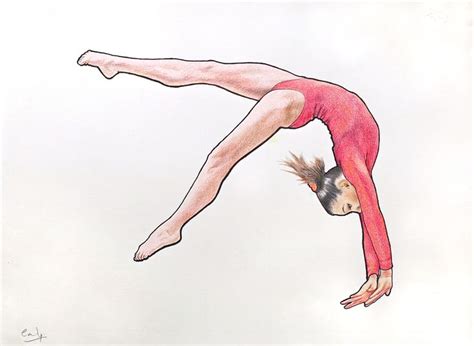 drawing gymnast coloured pencils graphite and ink 38 x 28 cms amazing drawings love