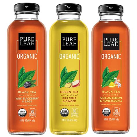 Pure Leaf Organic Iced Tea Variety Pack 14 Oz Bottles Pack Of 8