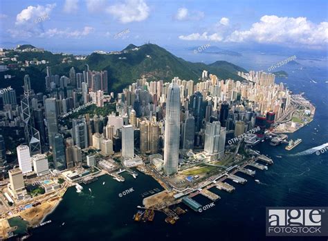 Aerial View Overlooking Central Skyscrapers Hong Kong Stock Photo