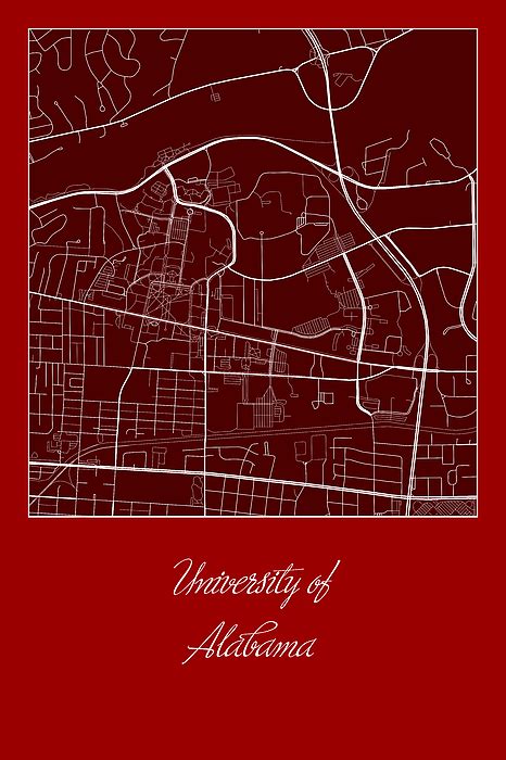 Alabama Street Map University Of Alabama Tuscaloosa Map By Jurq Studio