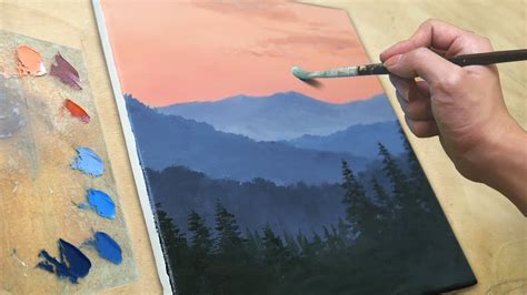 Painting Distant Mountain Landscape Youtube