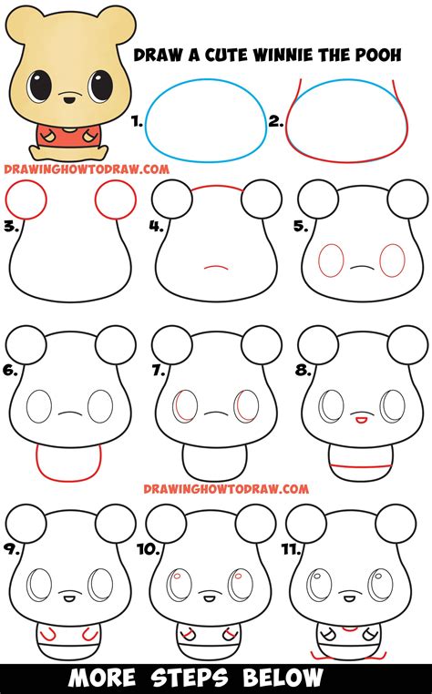 Learn How To Draw A Cute Chibi Kawaii Winnie The Pooh Easy Step By