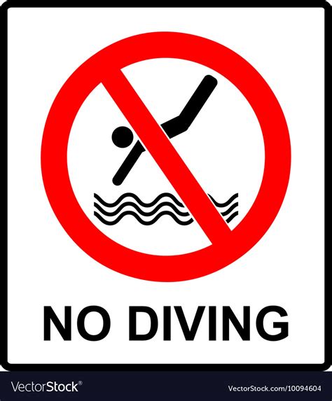 No Diving Sign Prohibition Symbol In Red Vector Image