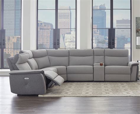 Maroni 6pc Gray Fabric Power Recliner Sectional Sofa By Homelegance
