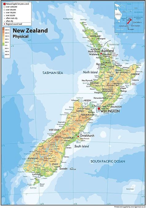 Geographical Map Of New Zealand Topography And Physical Features Of