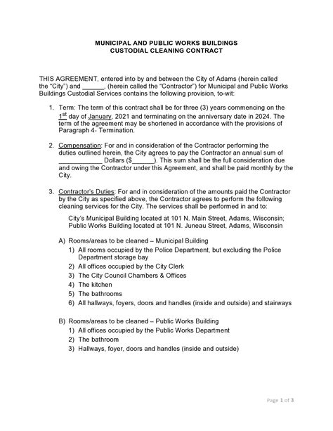 41 Printable Cleaning Contract Templates 100 Free