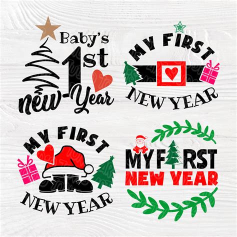My First New Year Svg Svg Bundle My 1st New Year Holiday Cut Files