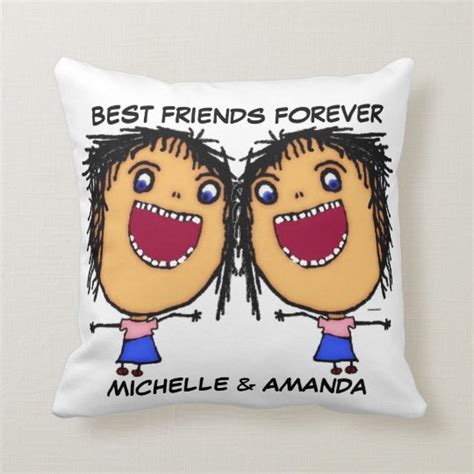 Best Friends Forever Cartoon Throw Pillow