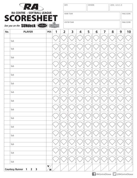 Printable Softball Score Sheet Printable Word Searches