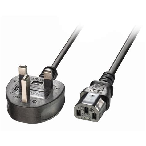 2m Uk 3 Pin Plug To Iec C13 Mains Power Cable Black From Lindy Uk