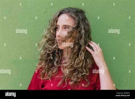 Portrait Of Cute Curly Blonde Hair Girl Stock Photo Alamy