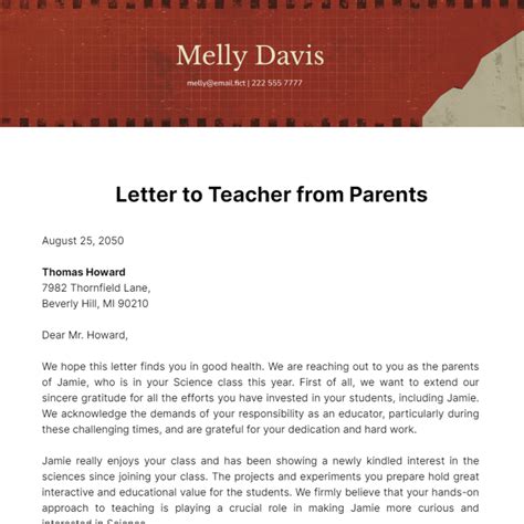 Free Teacher Letter Templates And Examples Edit Online And Download
