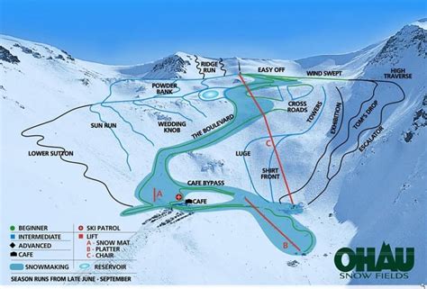 Ohau Snow Fields Trail Map Liftopia