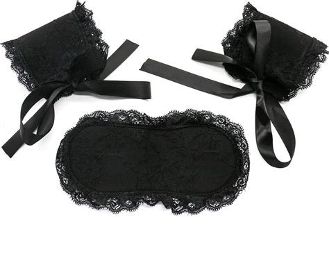 ids women s sexy lingerie lace blindfold eye mask role play handcuff fancy costume black