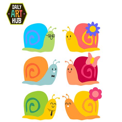 Cute Snails Clip Art Set Daily Art Hub Graphics Alphabets And Svg