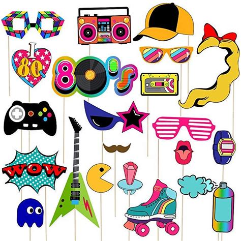 Luoem 80s Party Photo Booth Props 1980s Theme Birthday Party Decoration