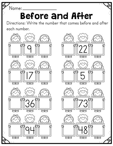 Worksheet On Before After And Between Numbers For Grade 1